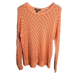 Tommy Bahama Coral/Pink Long Sleeve Open Knit Top